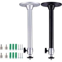 DOLAER 2 Pack Mini Ceiling Projector Mount Set, Adjustable Drop Ceiling Wall Projector Mounts Tubes \w 360 Degrees Rotatable Heads, 3 Sizes Of