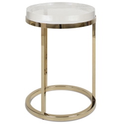 JENNIFER TAYLOR HOME Dendros Live Edge Mimic Round Side Table & Acrylic In Gold