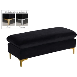 MERIDIAN FURNITURE Naomi Velvet Ottoman In Black