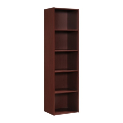 HODEDAH Five Shelf Multi-Purpose Wooden Bookcase In Finish In Mahogany