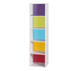 HODEDAH Five Shelf Multi-Purpose Wooden Bookcase In Multi-Color Finish