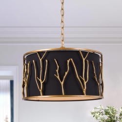 LNC Modern 4-Light Drum Shaded Chandelier In Gold