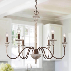 LNC 6-Light Farmhouse Wood Classic Candle French Country Chandelier