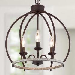 LNC Modern 3-Light Lantern Globe Distressed Chandelier