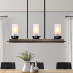 LNC Modern Farmhouse 3-Light Linear Glass Island Chandelier