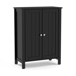 TOPBUY Bathroom Storage Cabinet Floor Storage Freestanding Organizer Cabinet Black/gray/brown
