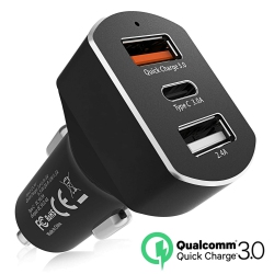 YELLOW-PRICE 12-24V Car Charger Socket Qc3.0 Dual USB Port And C Type Phone Fast Charging Ca