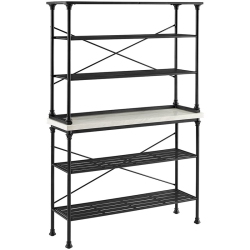 CROSLEY FURNITURE Madeleine 2 Piece 15" Faux Marble Bakers Rack In Matte In Black
