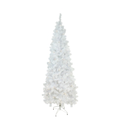 NORTHLIGHT 7.5' Pre-Lit Pencil Pine Artificial Christmas Tree - Warm Led Lights In White