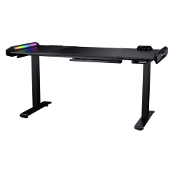 COUGAR E-Mars Electrical Gaming Desk 59 Inches Carbon Fiber Texture Dual-Sided Argb Lighting Effects And I/o Control Box USB And 3.5 MM Audio And