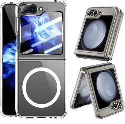 CC Topsave Hybrid Magnetic Case Compatible With Magsafe, Protective, Scratch-Resistant Back, Classic Series, Clear for Galaxy Z Flip 6