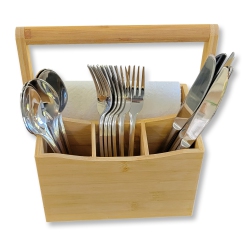 ITY INTERNATIONAL - Utensil And Napkin Holder, 8" X 5.5" X 4.75", Made Of Bamboo