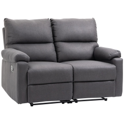 HOMCOM Double Reclining Loveseat, 2 Seater Manual Recliner Chair, Upholstered Reclining Sofa Chair With Footrest And Split Backrest, Dark In Grey