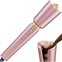 ZHIBAI Auto Shut-Off Beach Waves Culing Wand With 1"ceramic Barrel, Fast Heating for Lasting Hair Culer Styling Tool-Pink