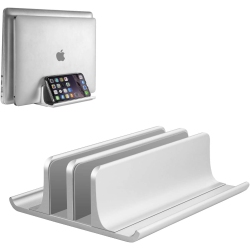 DOLAER Double-Slot Adjustable Vertical Laptop Stand Newly Designed 2 Slot Aluminum Desktop Holder for All Macbook/chromebook/surface/dell/ipad Up To