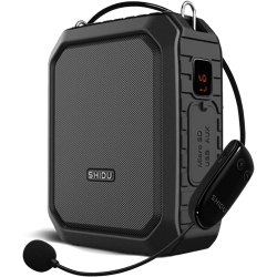 SHDU Portable Waterproof Voice Amplifier With Wireless Microphone Headset Bluetooth 5.0 Megaphone Speaker 18W 4400Mah (Black)