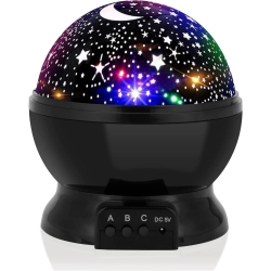 ULTREND Star Night Light for Kids, Moon And Star Projector 360 Degree Rotation - 4 Led Bulbs 9 Light Color Changing With USB Cable. (Black)