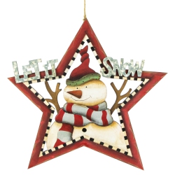 NORTHLIGHT 13.25"let It Snow" Snowman Star Hanging Christmas Sign