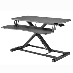 EZYWORK 32" Two Tier Sit And Standing Desk Converter Height Adjustable Table Riser Workstation for Dual Computer Monitors, Laptop, Gaming Desk