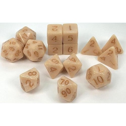 ROLE 4 INITIATIVE Set Of 15 Dice: Polyhedral Marble Latte With Metallic Numbers In Gold