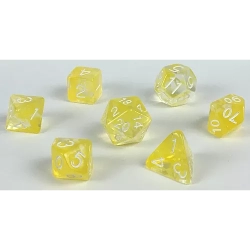 ROLE 4 INITIATIVE Set Of 7 Dice: Polyhedral Diffusion Honey Lemon With Numbers In White