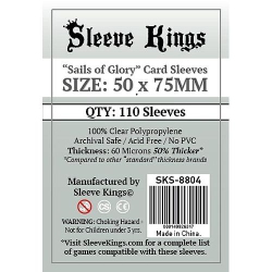 SLEEVE KINGS Board Game "sails Of Glory" Size Card Sleeves: "clear" (50MM X 75Mm) 110 Sleeves Per Pack