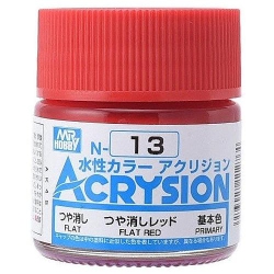 MR. HOBBY Acrysion Color - Flat (Flat/primary) (N13) 10Ml Flat Acrylic Paint In Red