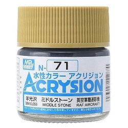 MR. HOBBY Acrysion Color - Middle Stone (Semi-Gloss/raf Aircraft) (N71) 10Ml Semi-Gloss Acrylic Paint