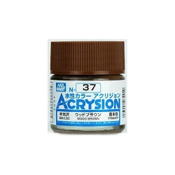 MR. HOBBY Acrysion Color - Wood (Semi-Gloss/primary) (N37) 10Ml Semi-Gloss Acrylic Paint In Brown