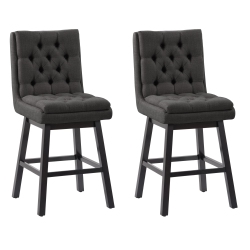 CORLIVING Dbt-102-B Boston Counter Height Tufted Fabric Barstool, Dark Grey, Set Of 2