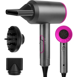 ULTREND Powerful 1800W Hair Dryer \w Negative Ion Technology, Fast-Drying Professional Blow Dryer \w Diffuser & Nozzles, 3 Heat & Cool Settings For