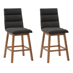 CORLIVING Dbt-302-B Boston Counter Height Channel Tufted Fabric Barstool, Dark Grey, Set Of 2