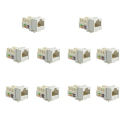 AXGEAR Keystone Jack Cat 6 Network Ethernet 110 Punchdown 8P8C Cat6 10 PCs In White