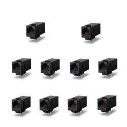 AXGEAR Cat6 Inline Coupler Keystone Rj45 Female to Female Snap-In Jack - 10 PCs In Black