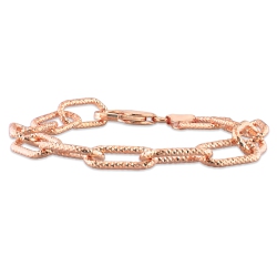 AMOUR Paperclip Chain Bracelet Silver In Pink