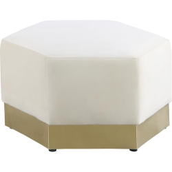 MERIDIAN FURNITURE Marquis Cream Velvet Ottoman