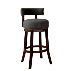 BOWERY HILL Contemporary Fabric 29-Inch Swivel Bar Stool In (Set Of 2) In Gray