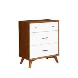 ALPINE FURNITURE Flynn 3 Drawer Two Tone Wood Small Chest In Acorn (Brown)-White