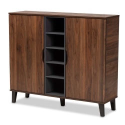 PEMBERLY ROW Two-Tone Wood 2-Door Shoe Cabinet In Walnut And Gray In Brown
