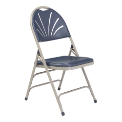 NATIONAL PUBLIC Nps 1100 Series 34.5" Deluxe Fan Metal Folding Chair In Dark (Set Of 4) In Blue