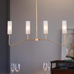 LNC Modern 4-Light 32" Linear Chandelier With Frosted Glass for Kitchen Island In Gold
