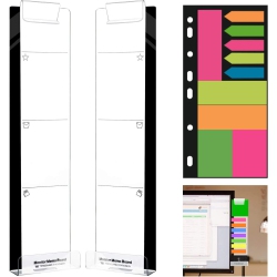 DOLAER Multifunction Clear Computer Monitor Memo Boards, Set Of 2 (Left & Right) Acrylic Screen Message Pad Side Panel Phone Holder, Utility