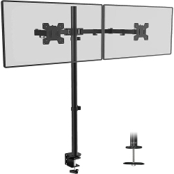 DOLAER Dual Led Lcd Monitor Stand Up Desk Mount Extra Tall 31.5' Pole Heavy Duty Fully Adjustable Stand for 2 / Two Screens Up to 27 Inch (Md6842)