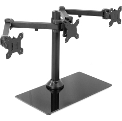 DOLAER Triple Monitor Mount Freestanding Desk Stand With Glass Base, Heavy Duty Fully Adjustable Stand for 3 Screens Up to 24 Inches Stand-V003Fg
