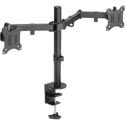 DOLAER Dual Lcd Led Monitor Desk Mount Stand With C-Clamp Heavy Duty Fully Adjustable Arms Hold 2 Screens Up to 32 Inches (2Ezclamp)