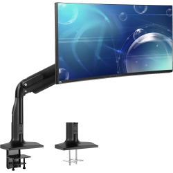 DOLAER Aluminum Mount Fits Up to 49 Inch Ultrawide Monitor, Single Articulating Pneumatic Arm, Clamp-On Desk Stand, Fits 1 Screen \w Max Vesa