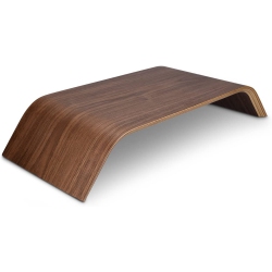 DOLAER Wood Monitor Stand Riser - Computer Desk Holder Desktop Dock Wooden Mount Display for PC Tv Screen Notebook Laptop - Walnut