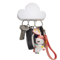 DOLAER Cloud Magnetic Wall Key Holder - Novelty Adhesive Cute Key Hanger Organizer, Easy to Mount - Powerful Magnets Keep Keychains And Loose Keys