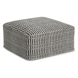 SIMPLI HOME Safford Boho Square Woven Pouf In Black And In White