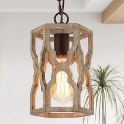 LNC Modern Farmhouse 1-Light Cylinder Wood Island Pendant Lights for Dining Room